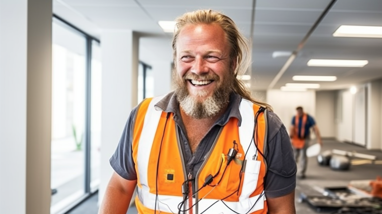 Werkvoorbereider aan het werk in een renovatie van een school