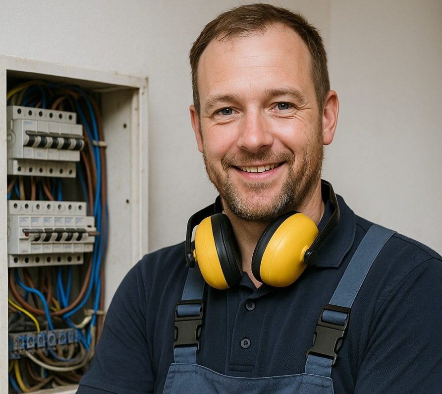 elektromonteur met een checklist voor het vervangen van een groepenkast
